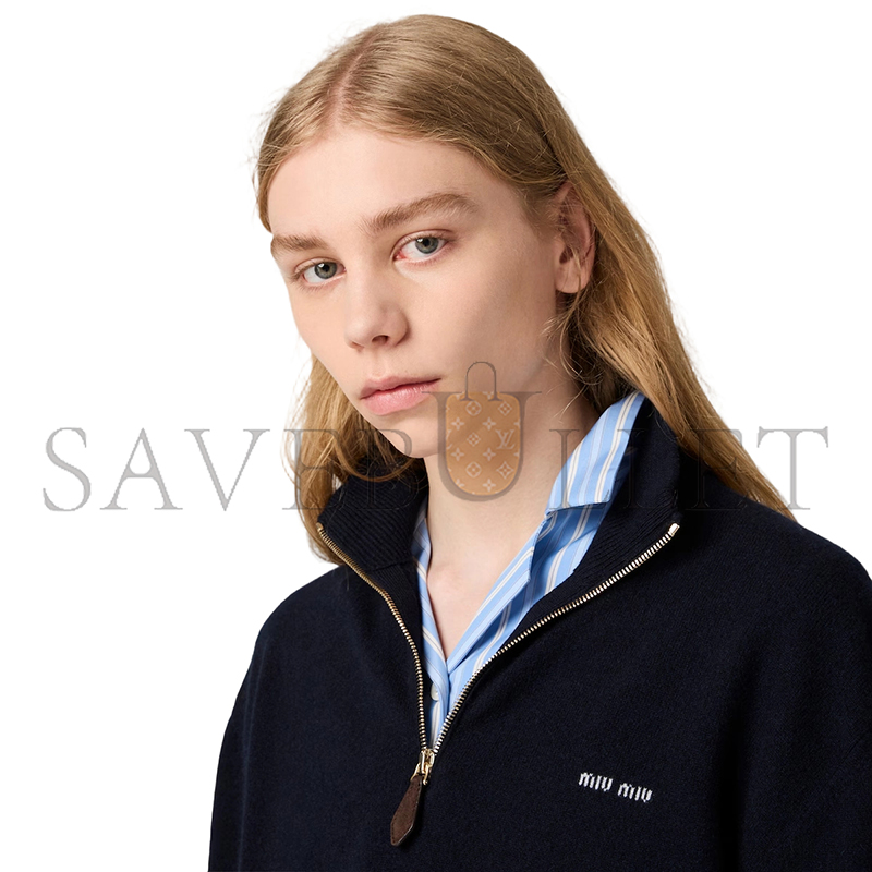 M1v M1v cashmere and leather zipper sweater mmlb75